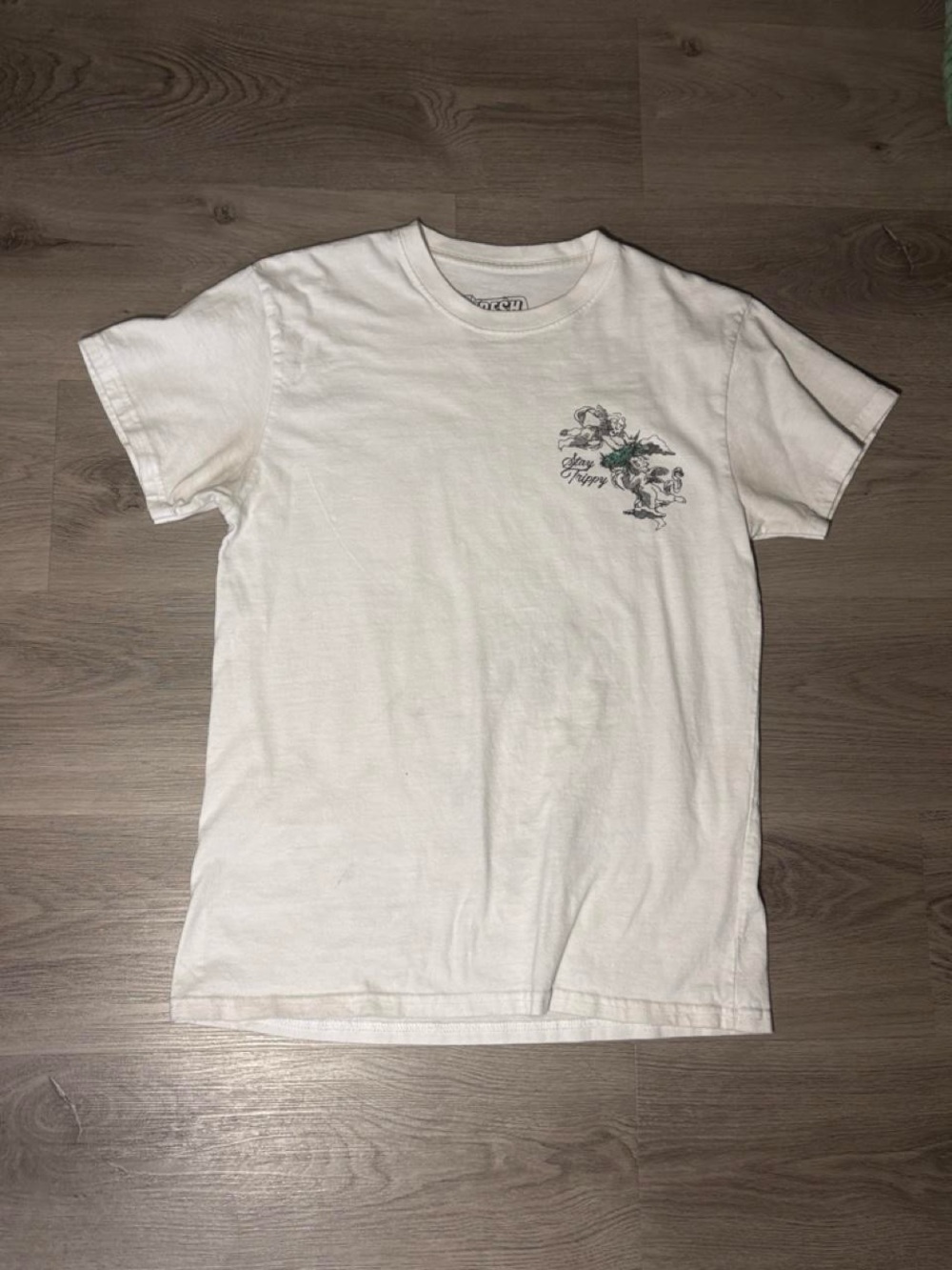 Men's White Short Sleeve Tee with Small Chest Graphic